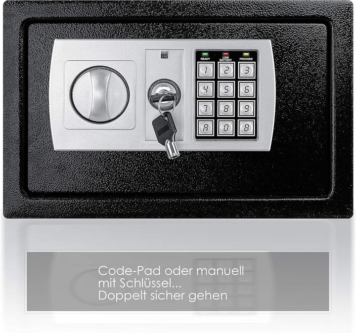 KESSER® Elektr. Tresor | 31x20x20cm | LED-Anzeige | Elektronischer Safe | Doppelbolzenverriegelung |