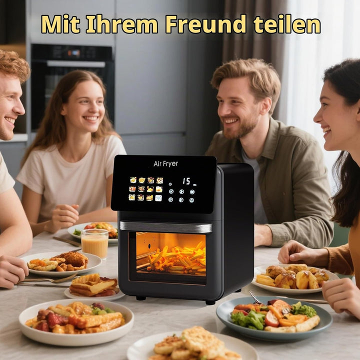 10L Grosser XL Pro Heissluftfritteusen-Ofen mit Grill-Kombination für,12-in-1 Smart-Konvektionsöfen,