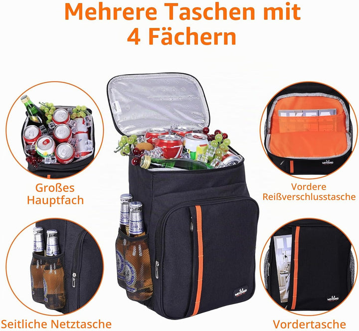 23L Kühlrucksack - Gross Kühltasche Picknickrucksack Wasserdichter Rucksack Ultraleicht Rucksäcke Mä