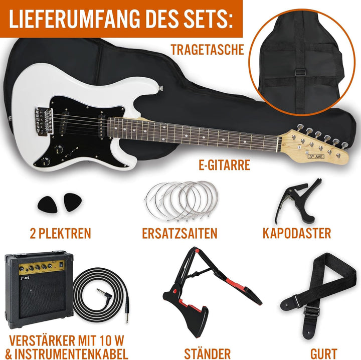 3rd Avenue XF 3/4 Grösse E-Gitarre Ultimate Kit mit 10W Amp, Kabel, Ständer, Gigbag, Gurt, Ersatzsai