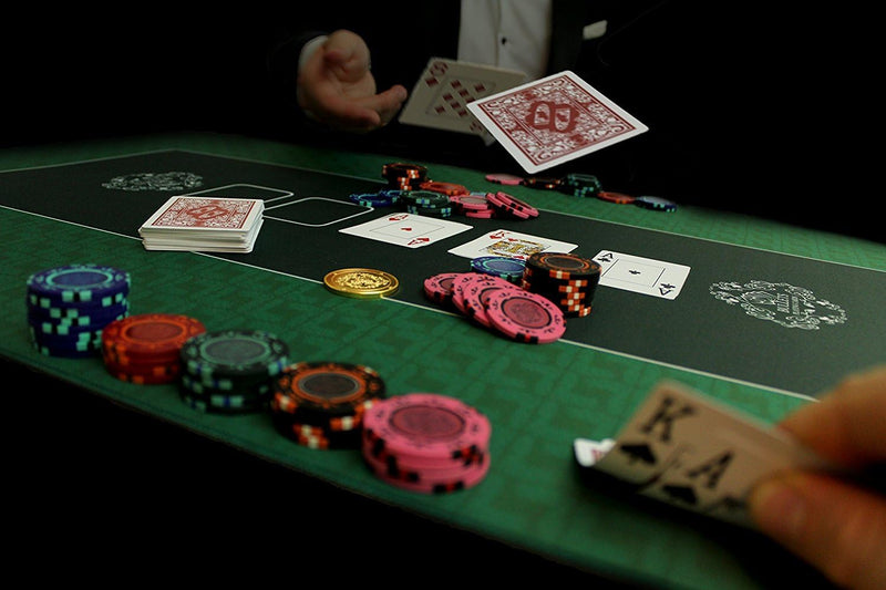 Bullets Playing Cards Profi Pokermatte grün in 160 x 80cm eigenen Pokertisch - Deluxe Pokertuch Tisc