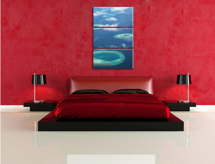 Pixxprint Trauminsel im Meer 3-Teiler Leinwandbild 120x80 Bild auf Leinwand