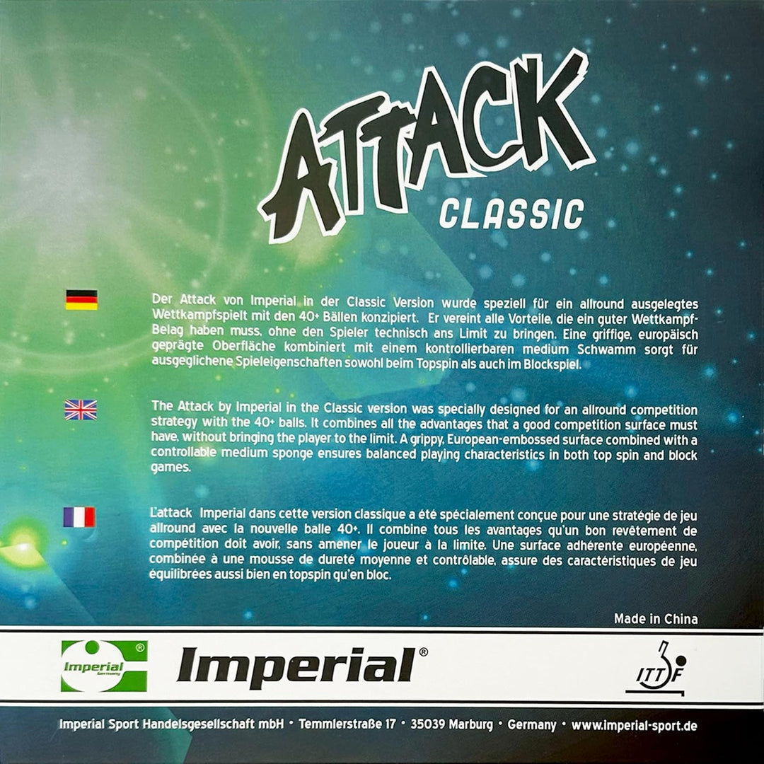 Imperial Attack Classic | Offensiv Tischtennisbelag | Noppen innen | Wettkampf & Training | ITTF Zul