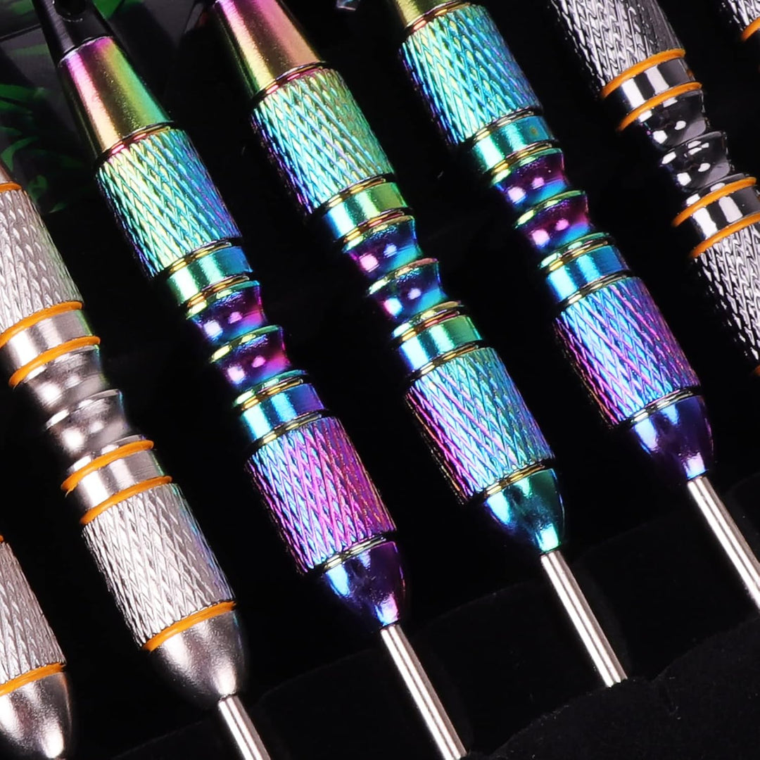 Turnart Dartpfeile mit Metallspitze, 12 Stück Profi Steeldarts mit Dart Case A-Violett, A-Violett