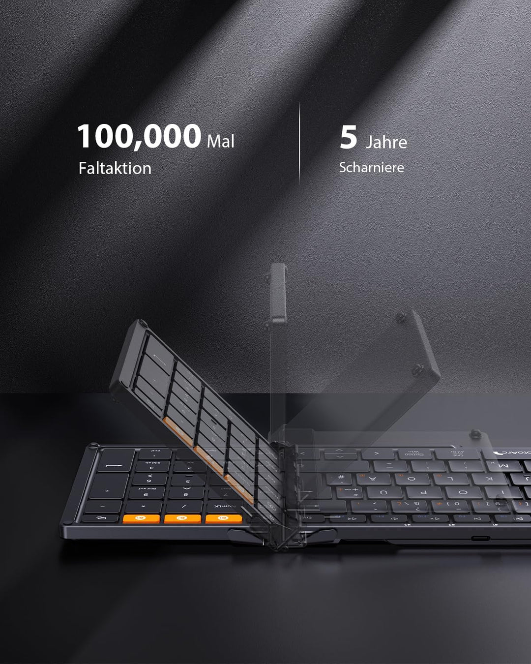 ProtoArc XK01 Faltbare Tastatur Klappbar mit Ziffernblock TK500 Hülle mit Tastatur