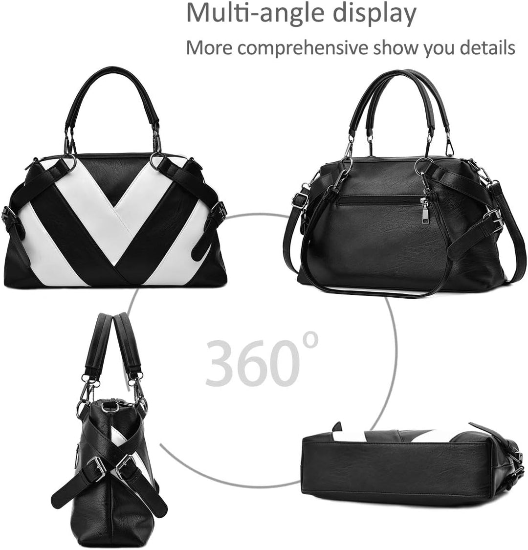 NICOLE & DORIS Handtaschen für Damen Modern Henkeltasche Schultertasche Weiche PU Leder Umhängetasch