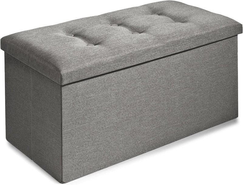 CelinaTex Falthocker XL 76 x 38 x 38 cm grau Sitzbank mit Stauraum Truhe faltbar mit Deckel gepolste