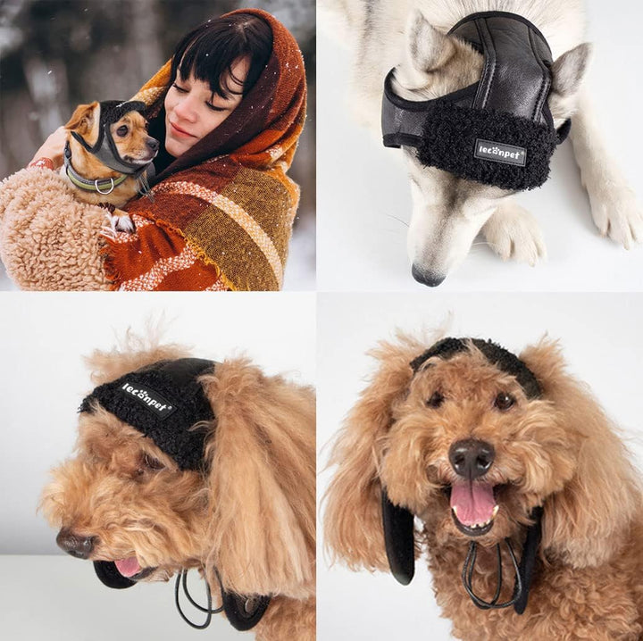 Leconpet Hunde Fliegermütze Hund Winter Pilotenmütze mit Ohrenklappen für kaltes Wetter (L, Schwarz)