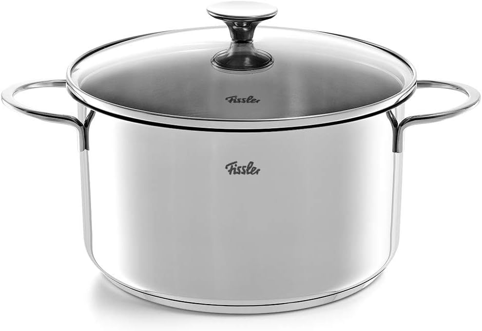 Fissler Copenhagen/Edelstahl-Topfset, 4-teilig, Kochtopf-Set, Töpfe mit Glas-Deckel, 3 Kochtöpfe, 1