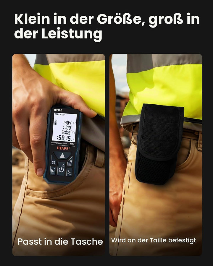 DTAPE Laser-Entfernungsmesser, Hochpräziser Digitaler Laser-Messgerät, Elektronisches Massband 5,1 c