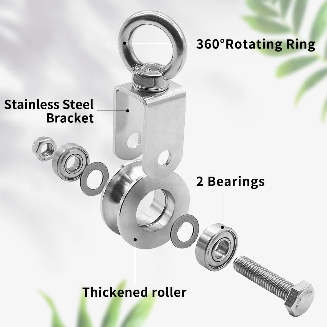 GothicBride 2 Pack 48 mm Umlenkrolle mit Kugellager, 500 kg Tragende Umlenkrolle Stahlseil, Edelstah