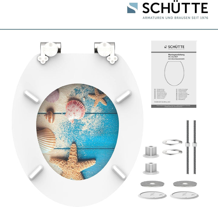 SCHÜTTE WC-Sitz BEACH WOOD mit Absenkautomatik aus Holz | Toilettensitz mit Klodeckel | Holzkern Toi