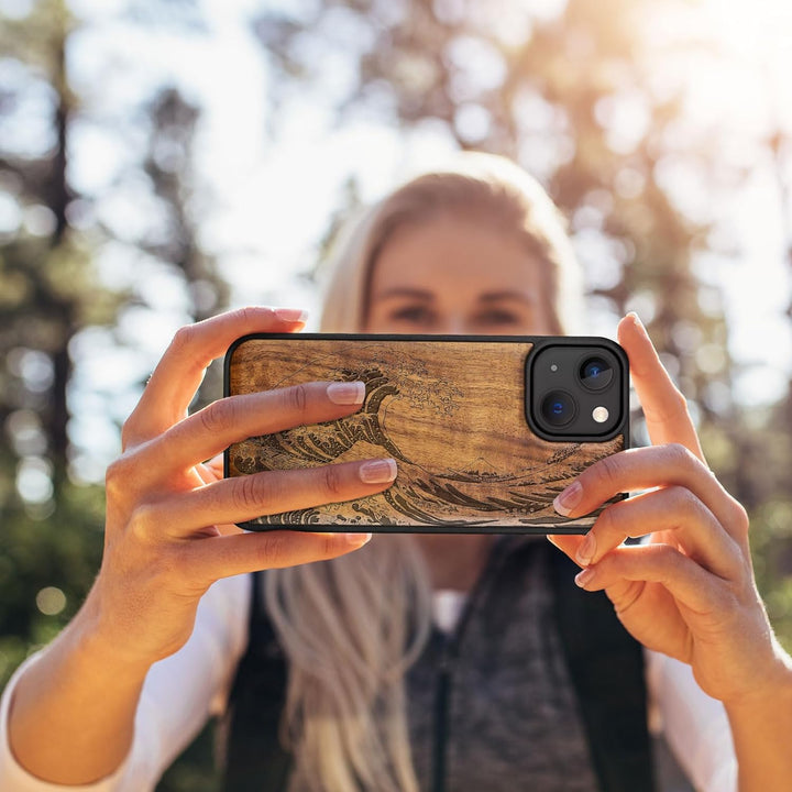 Carveit Handyhülle für iPhone 15 Cover Kompatibel mit Magsafe [Holz und TPU Silikon Hybrid hülle] Ma