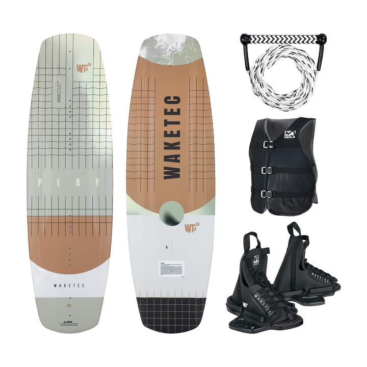 Waketec Wakeboard Set Play STD, Bindung, Leine, Weste, Anfänger Ausrüstung, S/M