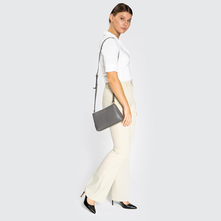 Lazarotti Bologna Leder Umhängetasche Damen | 3 Hauptfächer & längenverstellbarer Schulterriemen | m