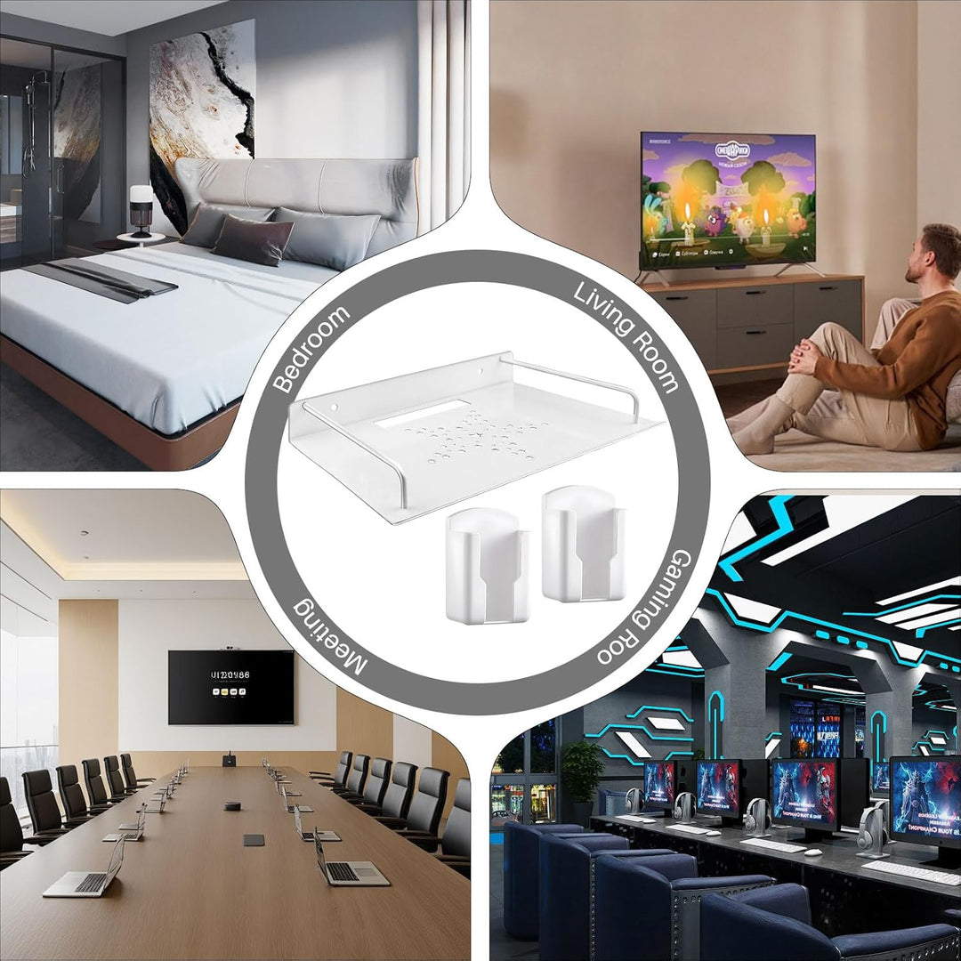 Router Regal Wandhalterung, Aluminiumlegierung, Silber | mit 2 Soporte Mando Pared 20 Kabelclips, Kl