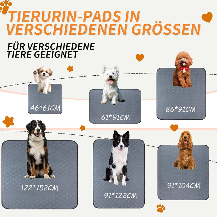Wiederverwendbare Hundematten 5er Set (61x91 cm) – Waschbare Haustier-Urinunterlage Schnell Absorbie