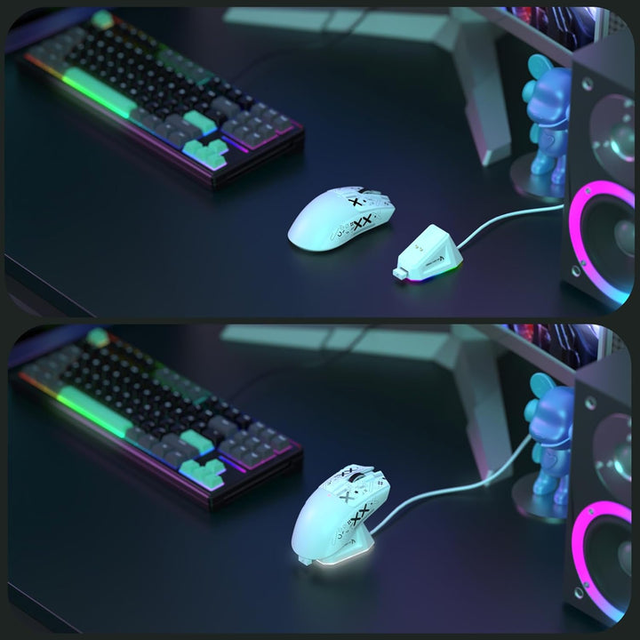 LexonElec x Attack Shark X11 Kabellose Gaming-Maus mit RGB Magnetische Ladestation, PixArt PAW3311-S