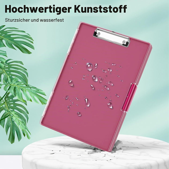 Piasoenc Klemmbrett mit Aufbewahrung, Klemmbretter mit 2 Aufbewahrungsboxen und A4-Papierordner, kla