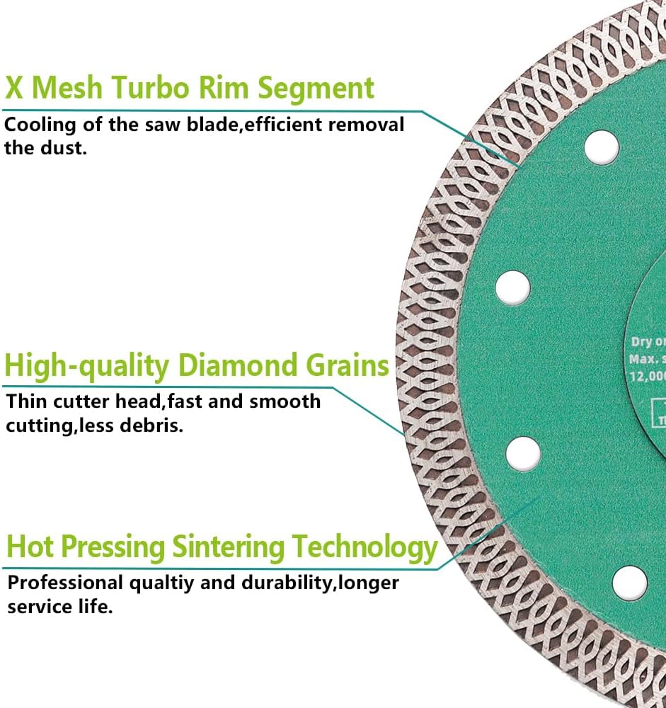 FACHLICH Diamant-Trennscheibe 250mm Turbo Mesh Diamantklinge mit X Felgensegment für Hart Keramik Po