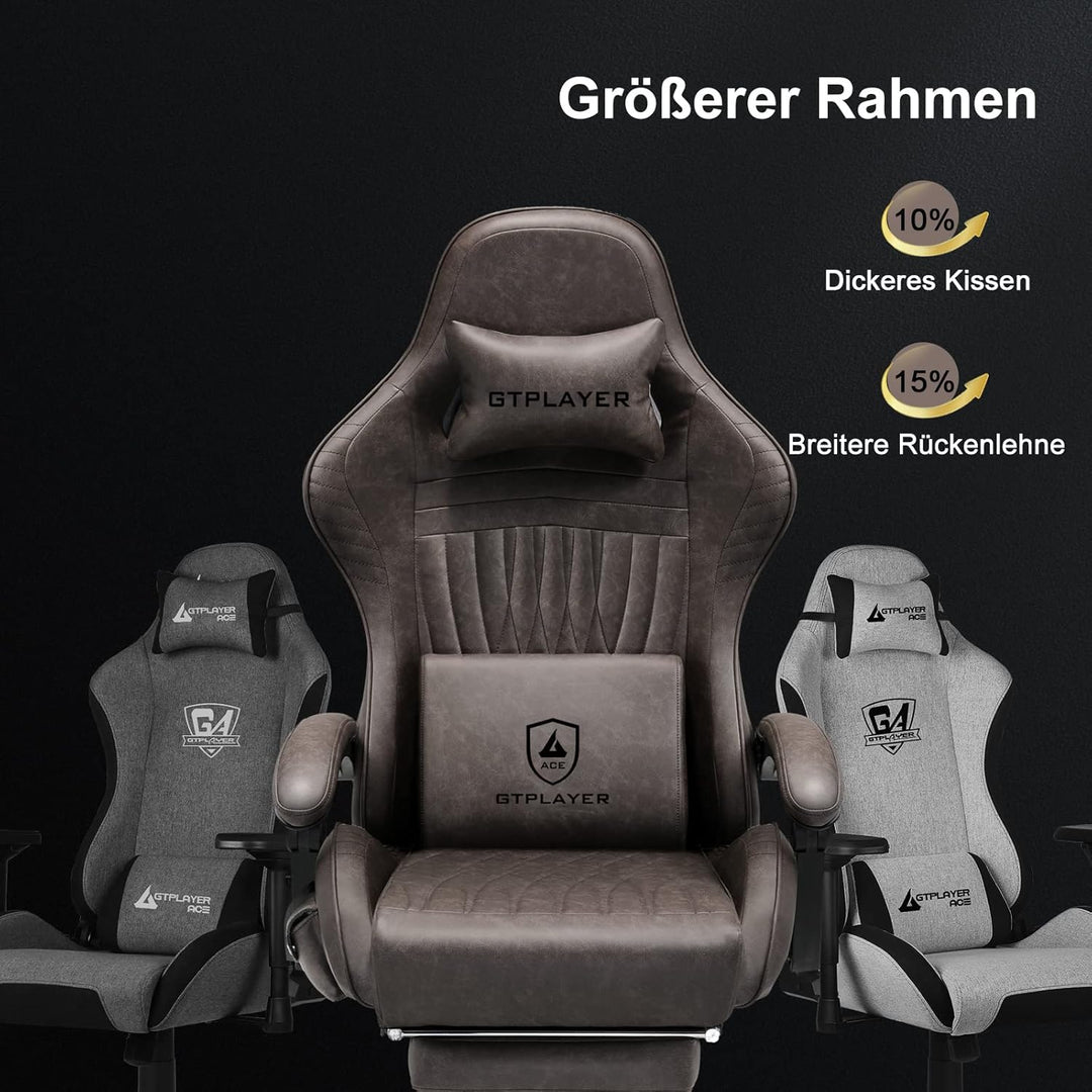 GTPLAYER Gaming Stuhl, Ergonomischer Gaming Sessel Schreibtischstuhl PC Gamer Racing Stuhl mit Fusss