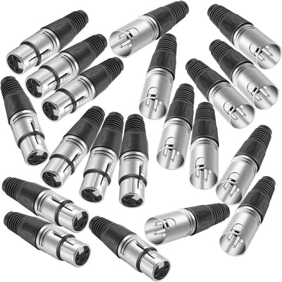 Neewer 20-Stücke 3 Pin XLR Löt-Typ Steckverbinder - 10 Stecker & 10 Buchse Kabel Stecker Mikrofon Au