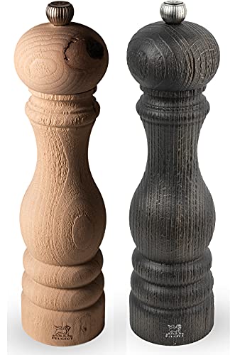 Dekomiro Geschenkset Peugeot Paris Nature Salzmühle und Nature Dark Pfeffermühle 22cm mit 100 Gramm