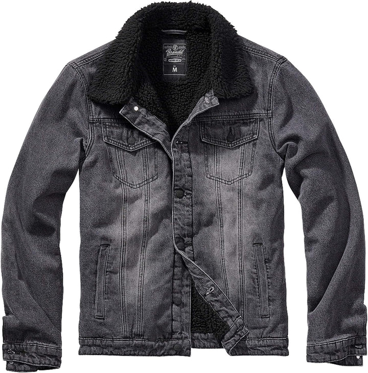 Brandit Herren Sherpa Denim Jacket S Schwarz, S Schwarz