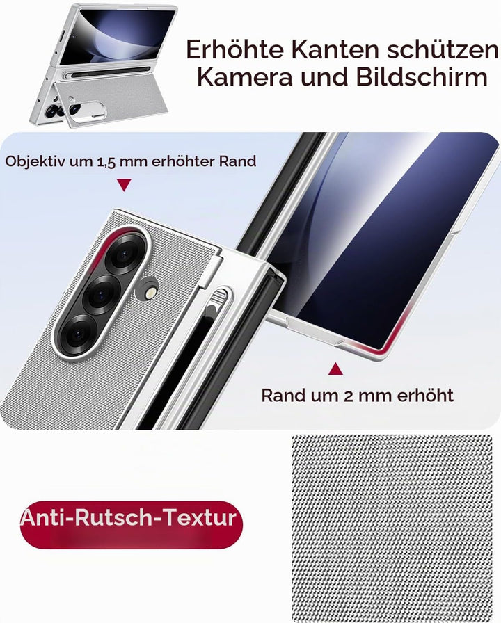 Miimall Kompatibel mit Samsung Galaxy Z Fold 5 Hülle mit S-Pen &amp; Stifthalter, [HD Displayschutz] Ult