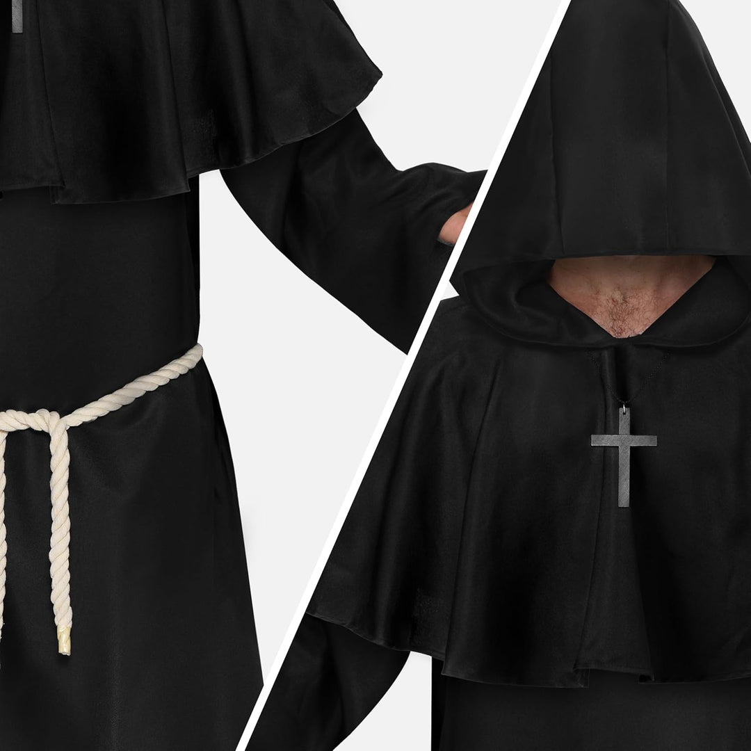 Spooktacular Creations Robe Mönch Kostüm mit Kapuze für Erwachsene Halloween Kostüm Priester Kostüm