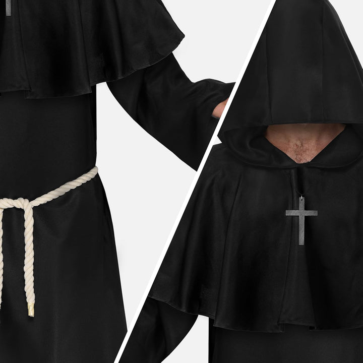 Spooktacular Creations Robe Mönch Kostüm mit Kapuze für Erwachsene Halloween Kostüm Priester Kostüm