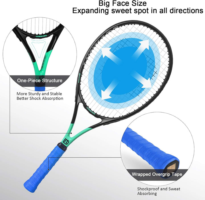 LUNNADE Tennisschläger für Erwachsene, 27 Zoll Leicht Tennisschläger mit Hülle, Geeignet für Damen H