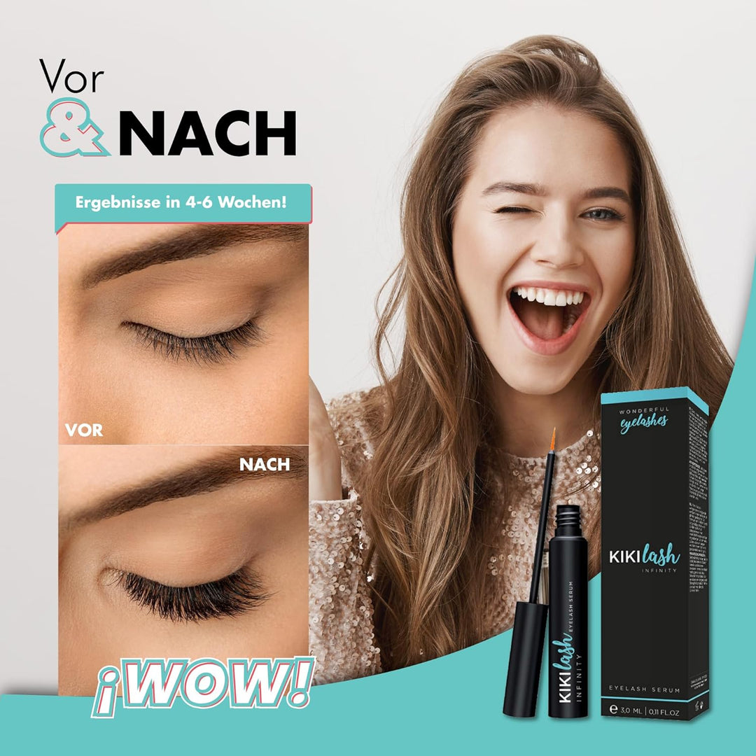 KIKILASH Wimpernserum Wachstum 3ml - Natürliche Wimpernserum Hormonfrei für Lange & Dichte Wimpern -