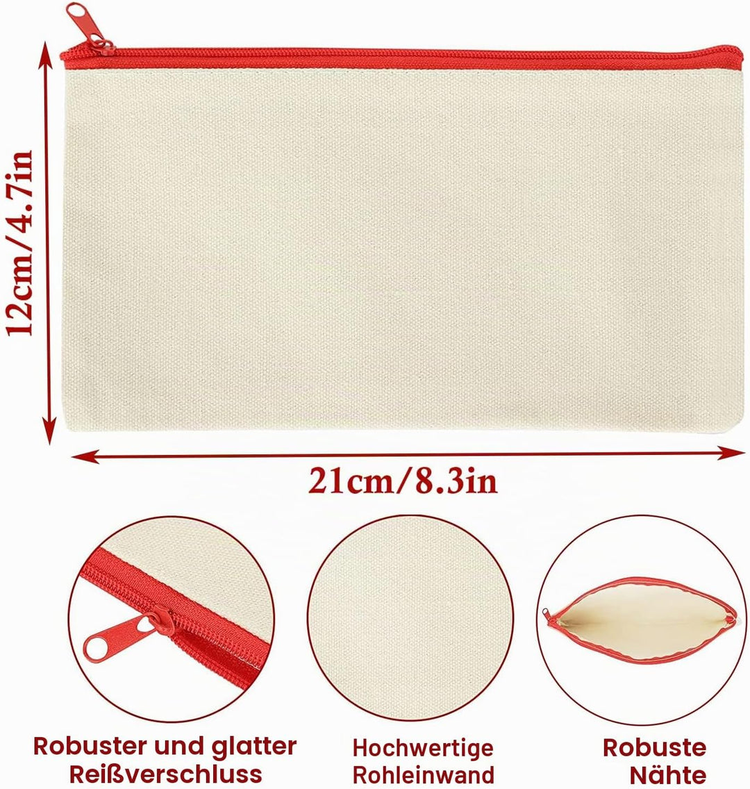 SENENQU 30 Stück DIY Blanko Stoffbeutel Mit Reissverschluss Bunt, 12 × 21cm Klein Stoffbeutel Zum Be