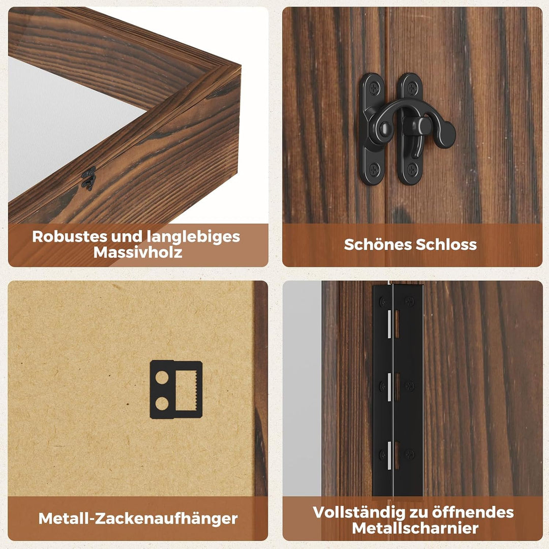 Muzilife 3D Holz Bilderrahmen mit Öffnung zum Befüllen 40x50cm | Dunkelbraun Objektrahmen mit Echter