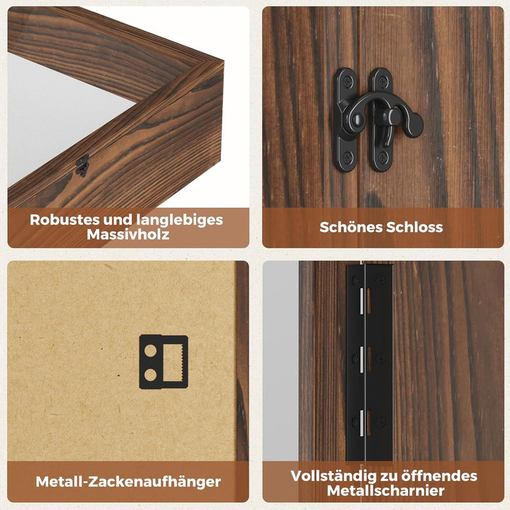 Muzilife 3D Holz Bilderrahmen mit Öffnung zum Befüllen 40x50cm | Dunkelbraun Objektrahmen mit Echter