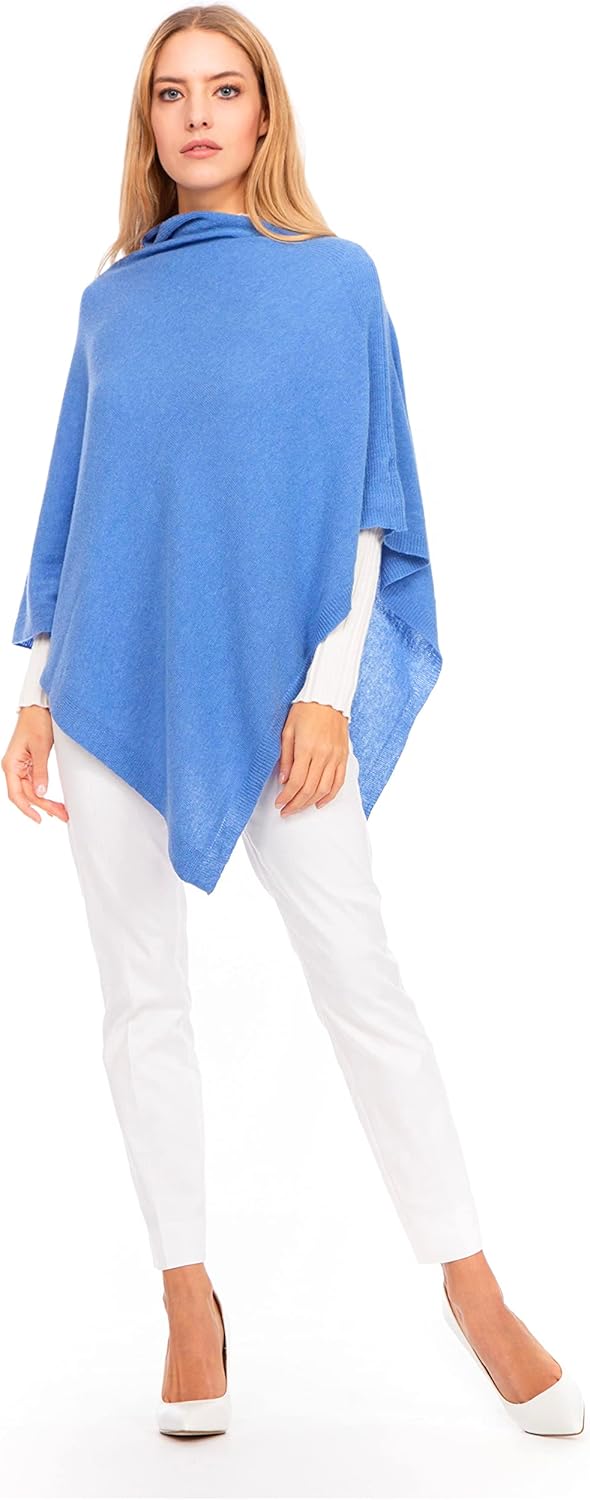 Marine Cashmere - Poncho aus Kaschmir-Mischgewebe für Damen, zart und weich, aus Kaschmir Sturm, Stu