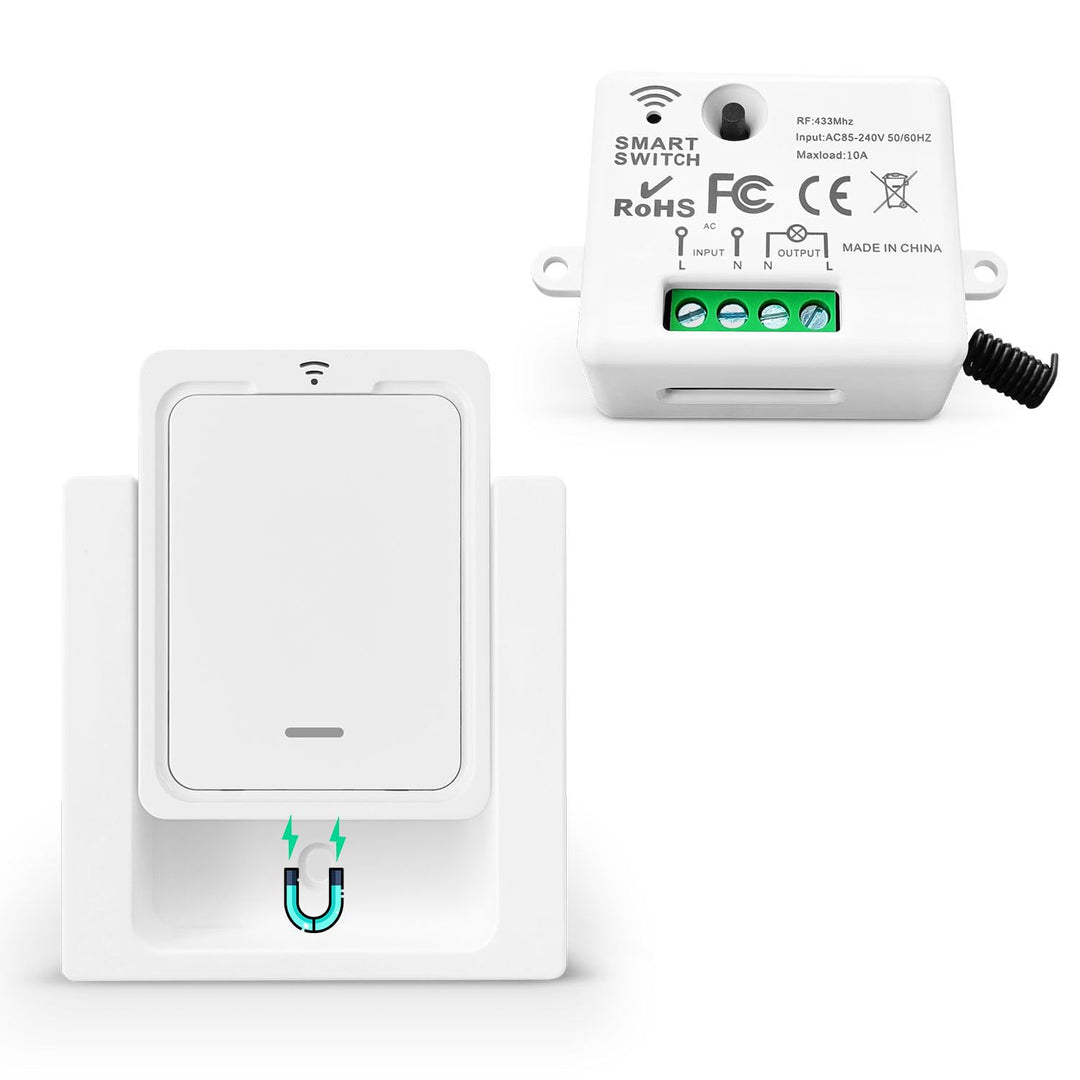 Kabelloses Lichtschalter Satz Funk, Mobiler Funksender Wandsender 2 in 1 Funkschalter Licht 100M Rei