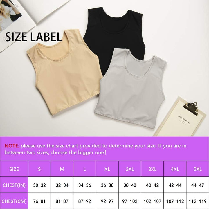 XUJI Transgender FTM Trans Atmungsaktive Halb Brust binder 4XL Schwarz, 4XL Schwarz