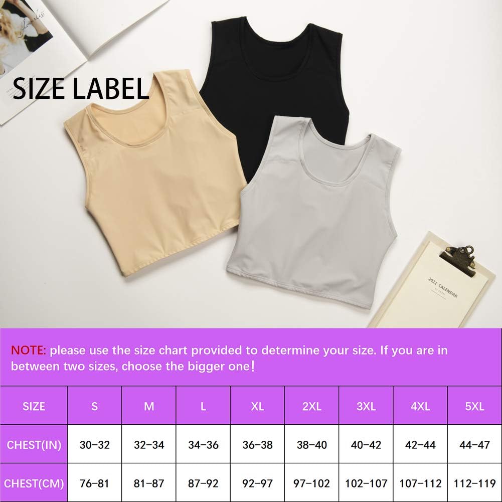 XUJI Transgender FTM Trans Atmungsaktive Halb Brust binder 5XL Nude, 5XL Nude