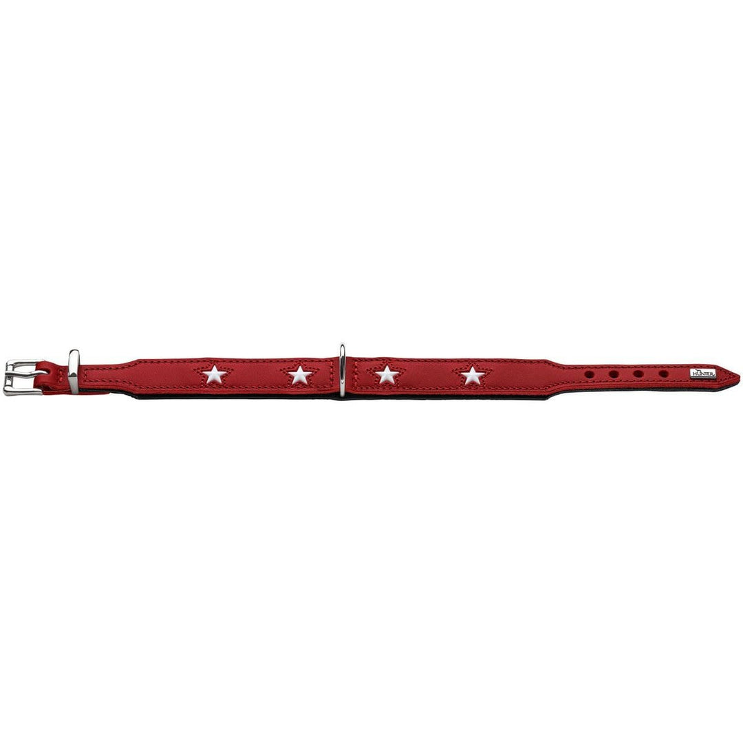 HUNTER MAGIC STAR Hundehalsband, mit Sternen, Leder, weich, 50 (S-M), rot rot 50 (S-M), rot 50 (S-M)