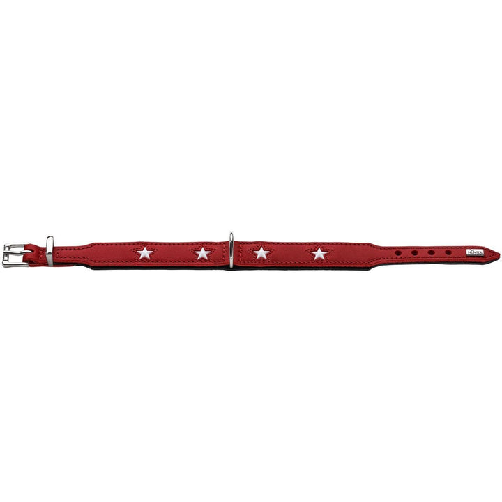 HUNTER MAGIC STAR Hundehalsband, mit Sternen, Leder, weich, 50 (S-M), rot rot 50 (S-M), rot 50 (S-M)