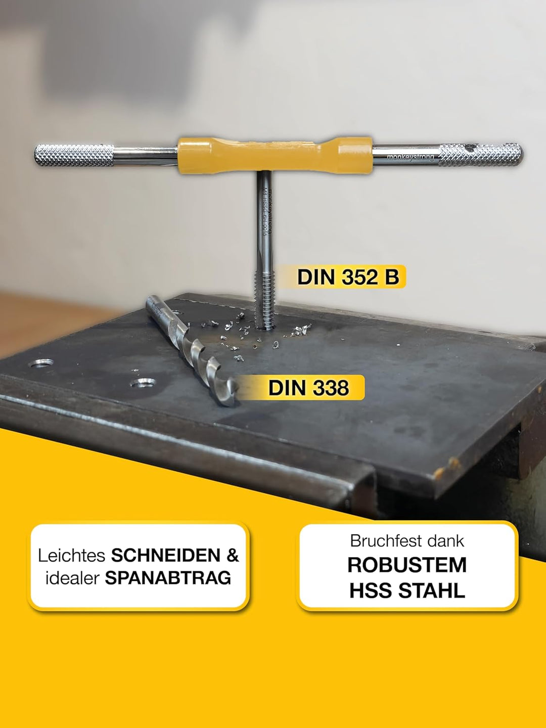 Gewindeschneider Set [aus HSS Stahl | mit Kernlochbohrer Satz] - 15 tlg. Gewindebohrer Set in belieb
