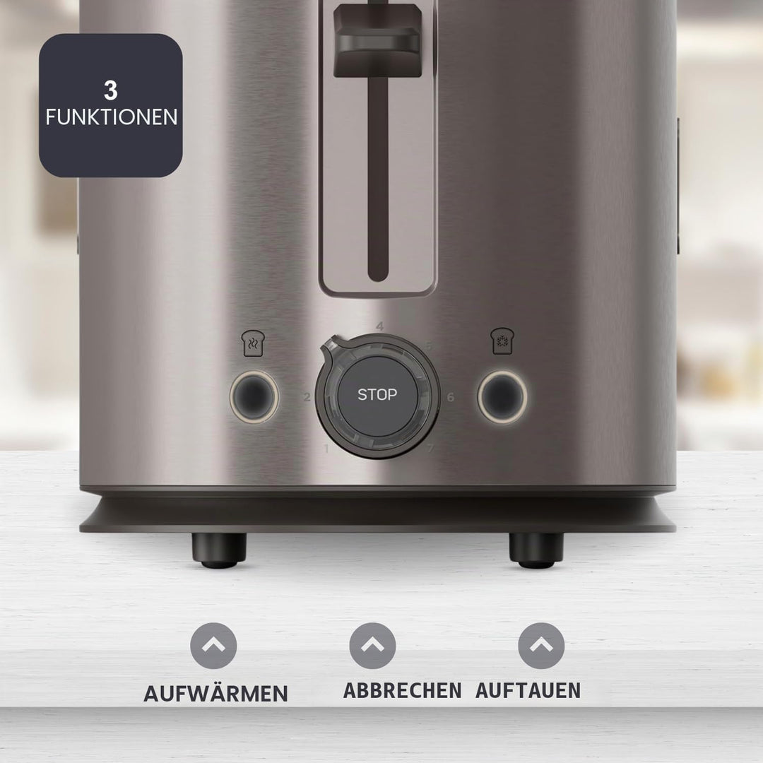 BLACK+DECKER - Toaster BXTO901E 900W | 2 Schlitze | Automatische Zentrierung | 7 Bräunungsstufen | 3