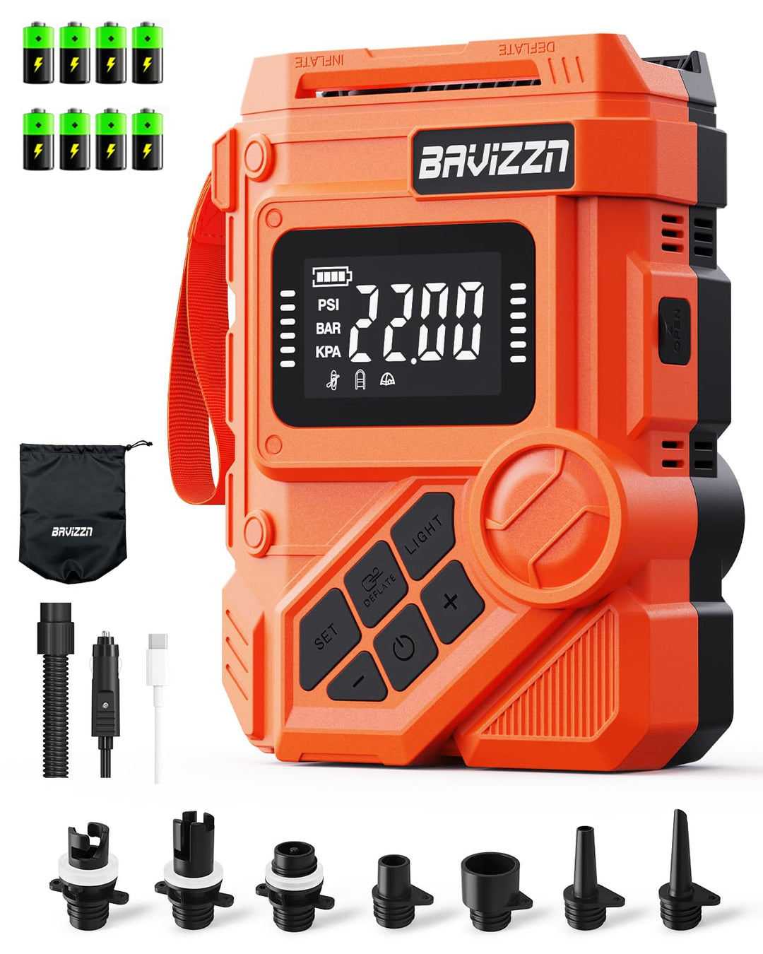 22PSI Akku Sup Elektrische Pumpe 12V DC Sup Pumpe Elektrisch Mit Akku 59.2WH Typ-C-Anschluss Inflato