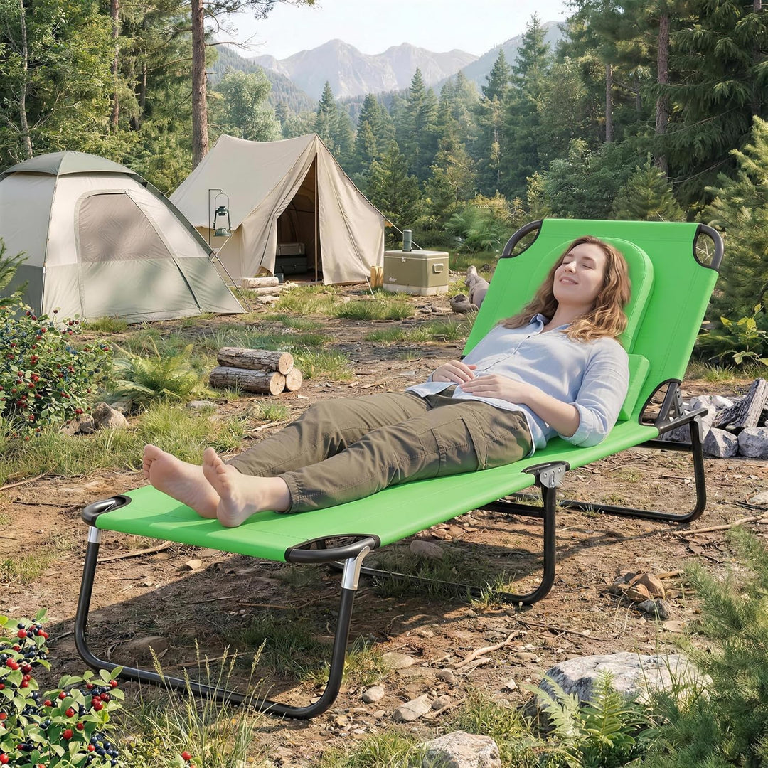 Outsunny Sonnenliege klappbar Gartenliege mit Gesichtsloch, Kopfkissen, Liegestuhl mit 4-Fach verste