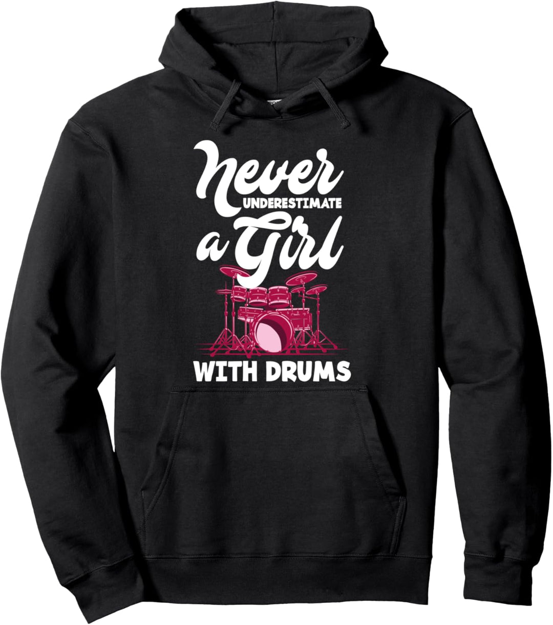 Funny Never Underestimate A Girl With Drums Drummer Geschenk Pullover Hoodie