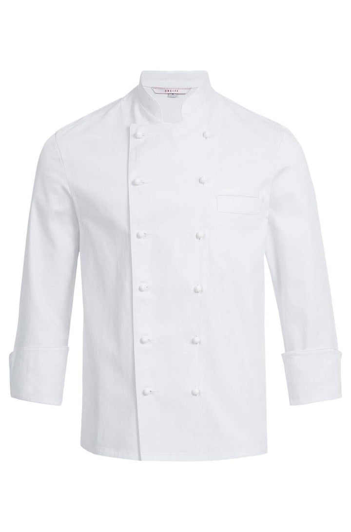 GREIFF Gastro Moda Herren Cuisine Basic Kochjacke Regular Fit Schwarz Modell 5566 S Weiss, S Weiss