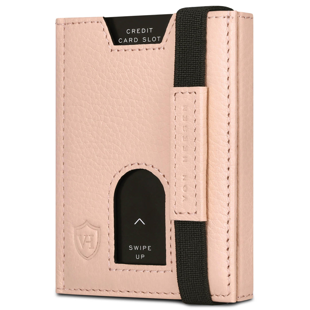 VON HEESEN Slim Wallet mit Münzfach &amp; RFID-Schutz - Leder Geldbeutel - Mini Geldbörse für Herren und