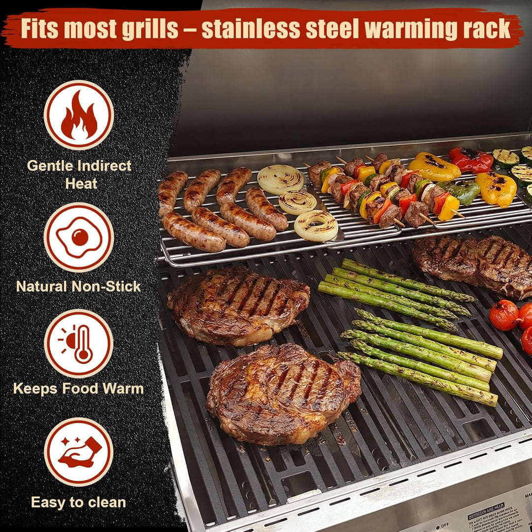 Denmay 40-94cm Universal Edelstahl Warmhalterost für Gas-/Holzpellet-/Grill-/Smoker-Grill, Verstellb